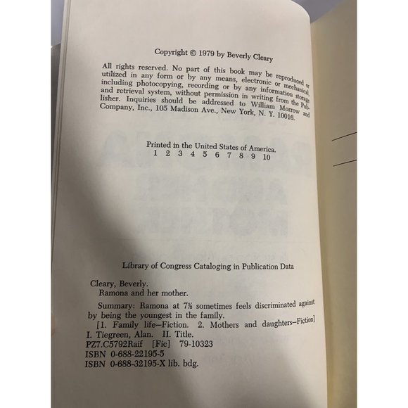 RAMONA AND HER MOTHER Beverly Cleary & Alan Tiegreen 1st/1st HB DJ RARE - Picture 7 of 9